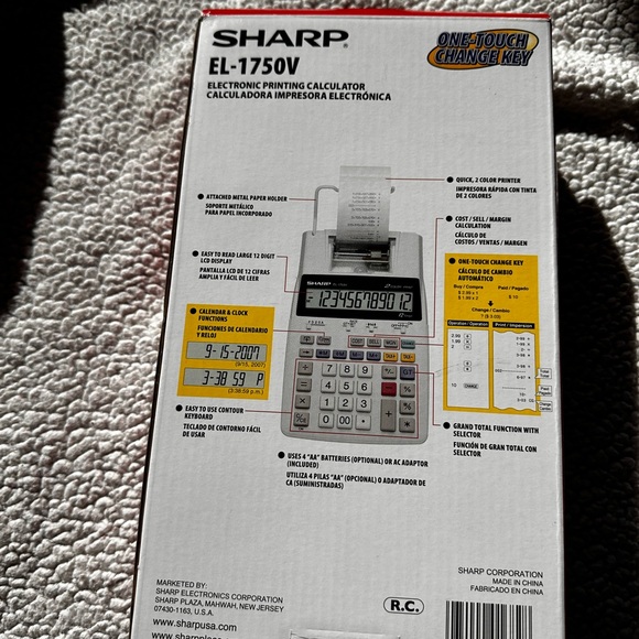 NEW Sharp EL-1750V Electronic Printing Calculator - Picture 3 of 4